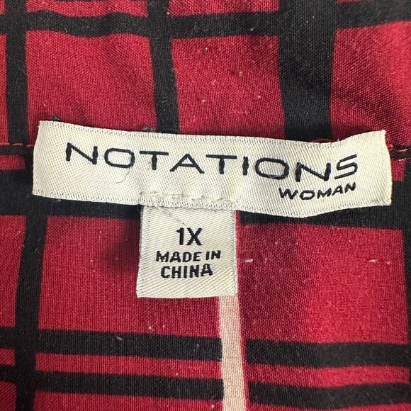 Notations Womens Button Down Long Sleeve Plaid Shirt Size 1X Red Black Check - Picture 3 of 4